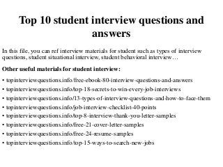 research student interview questions